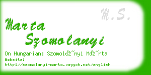 marta szomolanyi business card